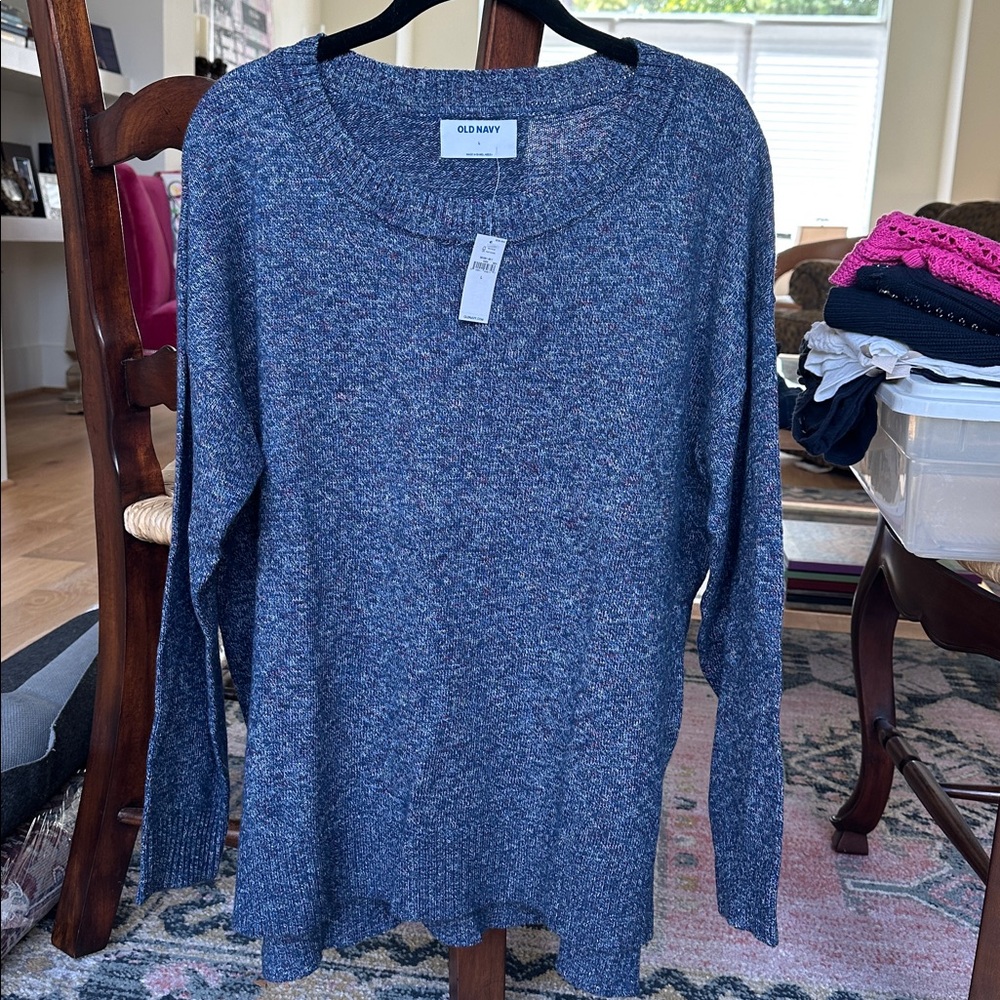 New Old Navy Heathered Blue Knit Sweater